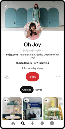 Creator's Pinterest profile
