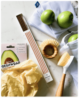 Metal Straws, Vegetable Scrubber, Dish Brush and Produce bags