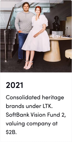 Consolidated heritage brands under LTK. SoftBank Vision Fund 2, valuing company at $2B.