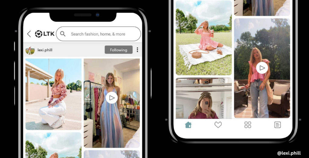 Carousel of creator @lexi.phil social media images displayed on LTK app